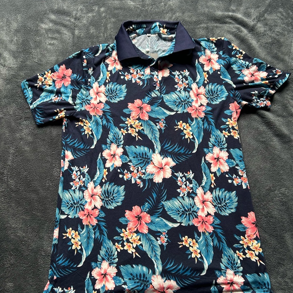 Floral Hawaiian Polo Shirt